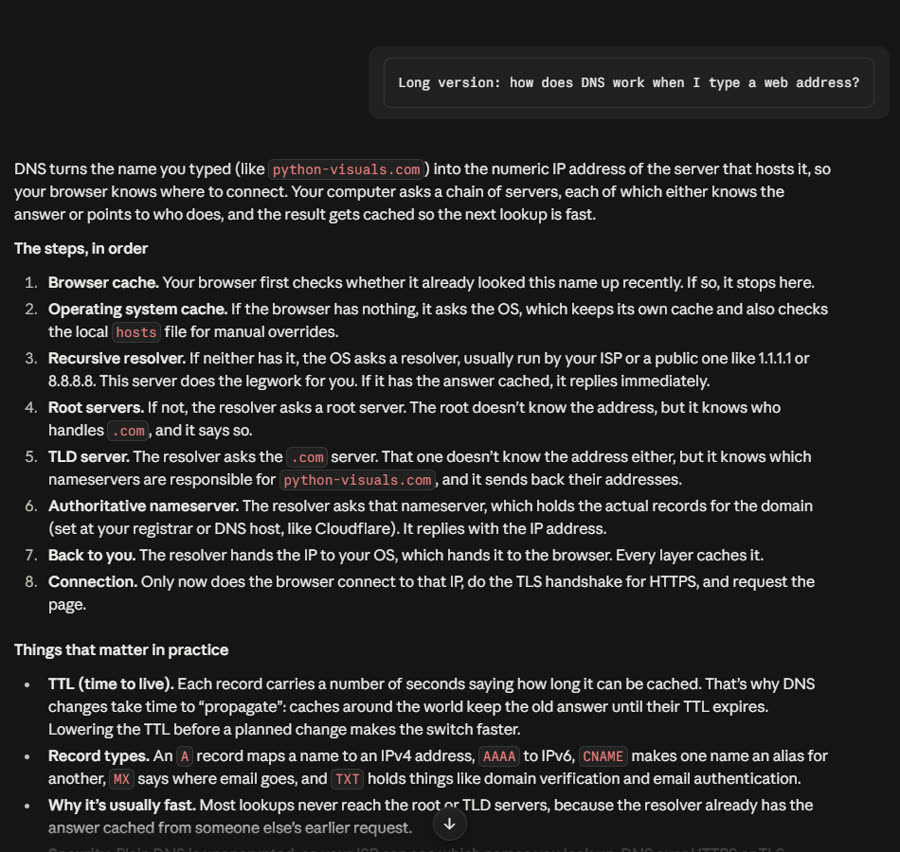 Claude's answers, screenshot 4 of 8