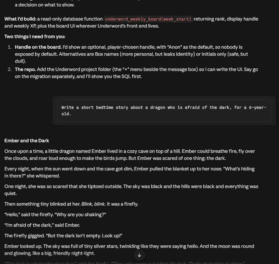 Claude's answers, screenshot 7 of 8