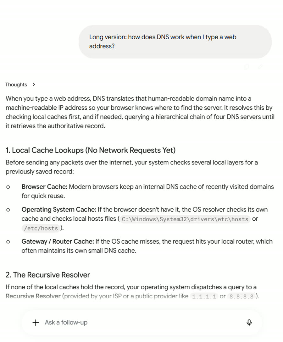 Gemini's answers, screenshot 7 of 17