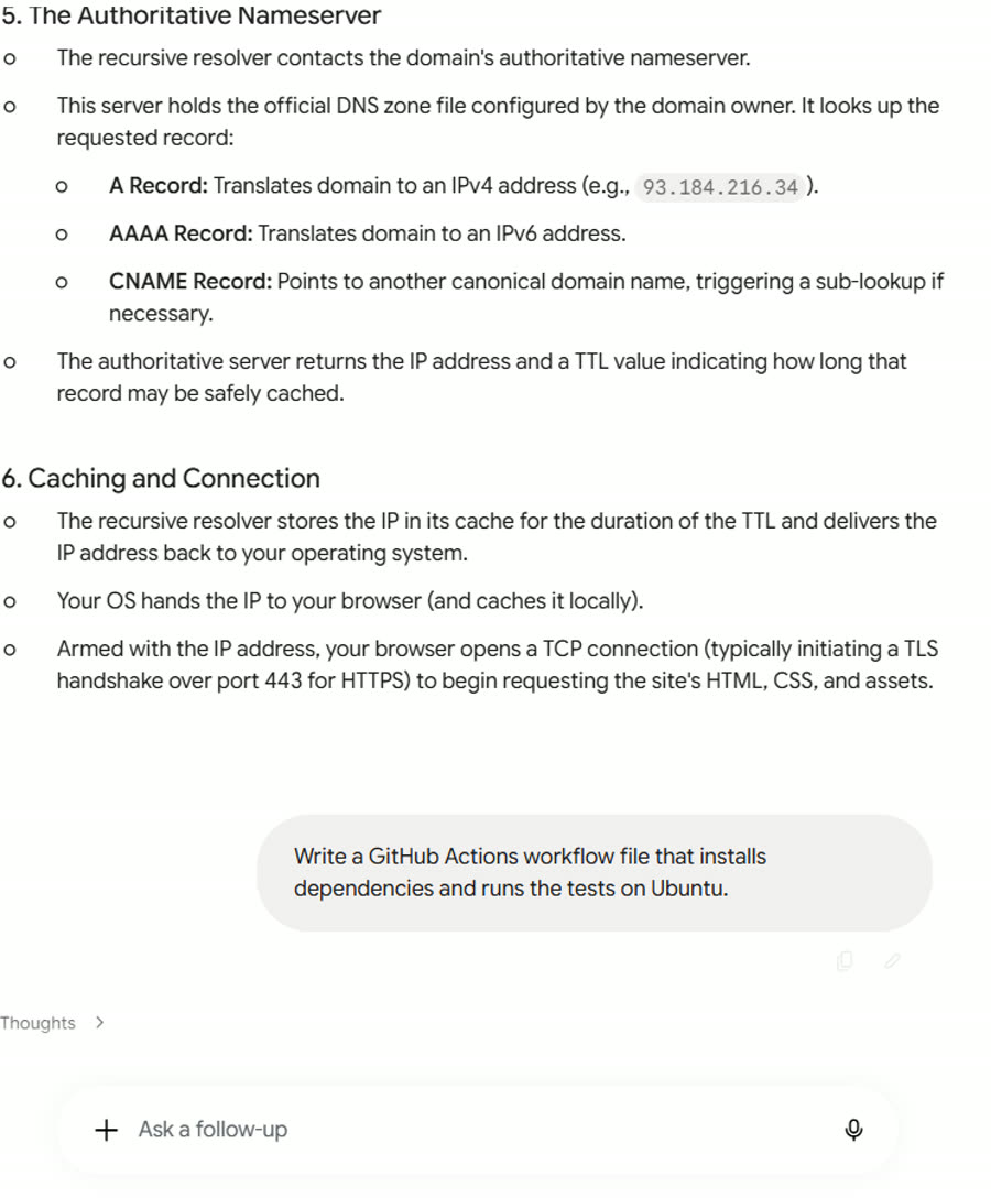 Gemini's answers, screenshot 9 of 17